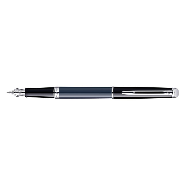 Waterman - Pluma estilográfica Hémisphère Color Blocking negro y azul CT fina