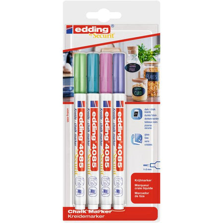 Edding - Marqueur craie 4085 par rond 1-2mm mtl blister assorti de 4 pcs