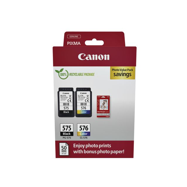 Canon - Cartuccia d'inchiostro PG-575 CL-576 nero + kl + carta