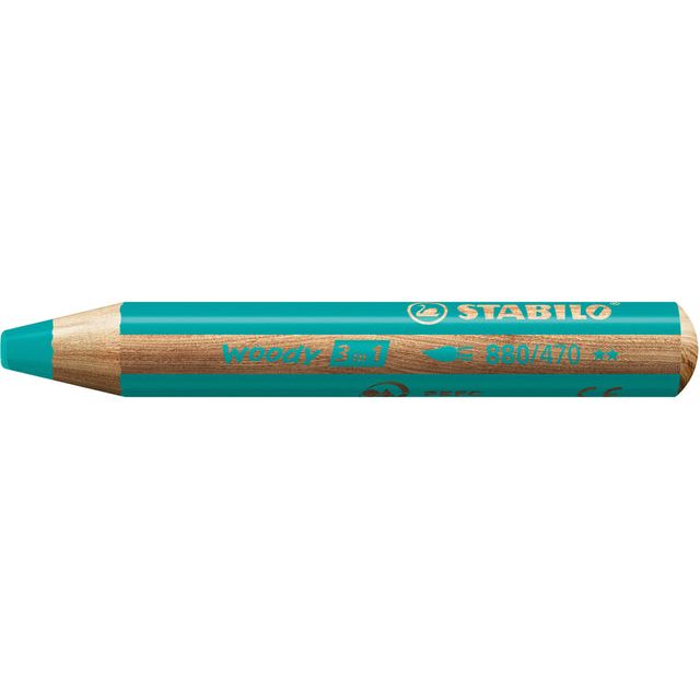 Stabilo - farbiger Bleistift 880 Woody 3 in 1 Turquois | Außenschachtel ein 5 -Stück