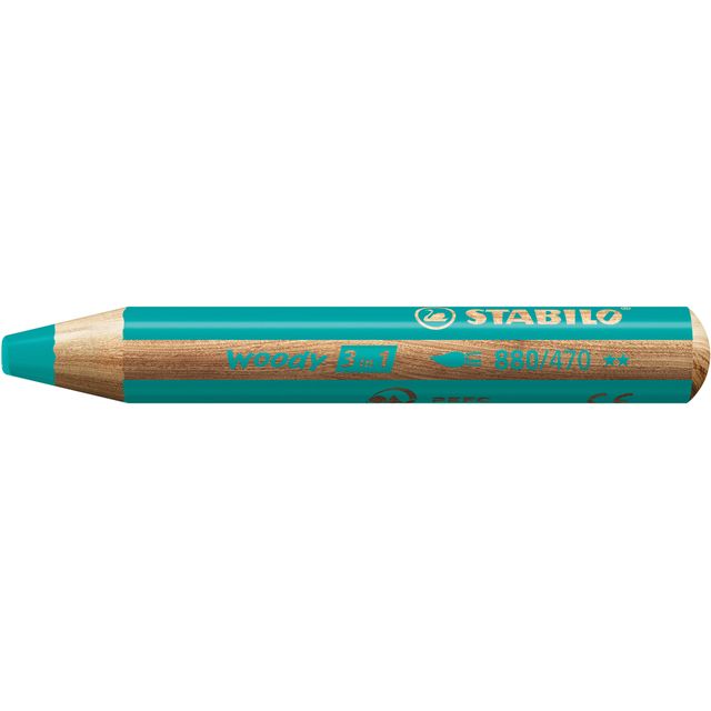 Stabilo - Buntstifte 880 woody 3 in 1 Multitalent türkis | 5 Stück