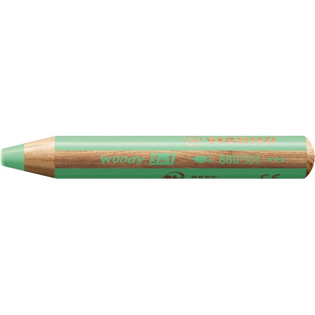 Stabilo - Crayons de couleur 880 woody 3 en 1 multi-talentueux vert pastel | 5 pièces