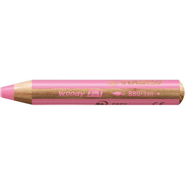 STABILO - CURT DE COLORD 880 WOODY 3 IN 1 ROSE | 5 pièces