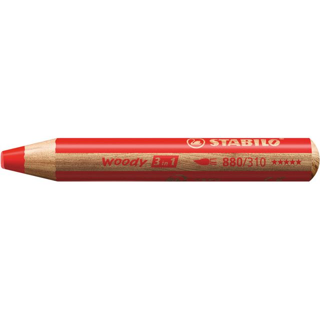 STABILO - CURT DE COLORD 880 WOODY 3 en 1 rouge | Boîte extérieure un 5 pièces