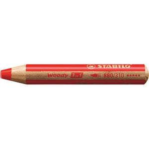 Stabilo - Crayons de couleur 880 woody 3 en 1 rouge multitalent | 5 pièces