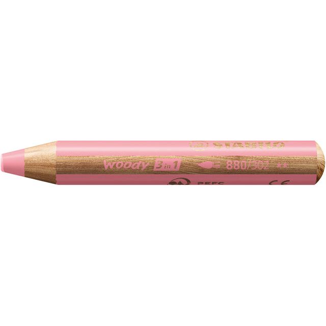 STABILO - CURT DE COULEUR 880 WOODY 3 IN 1 PASTEL PINK | Boîte extérieure un 5 pièces