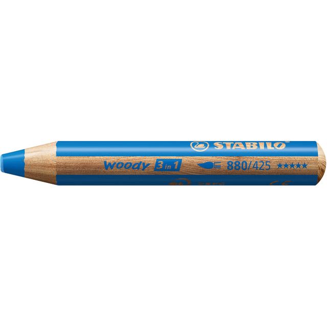 Stabilo - Crayon de couleur 880 Woody 3 en 1 bleu moyen