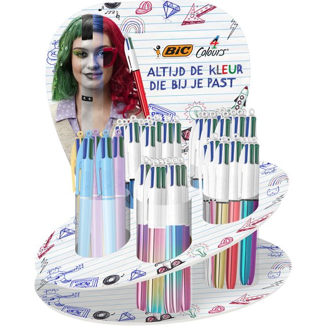 BIC - Balpen bic 4kleuren medium assorti