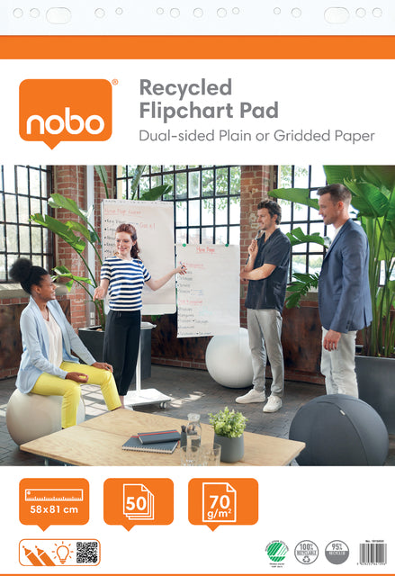 Nobo - Flipoverpapier nobo gerecycled 58x81cm plano