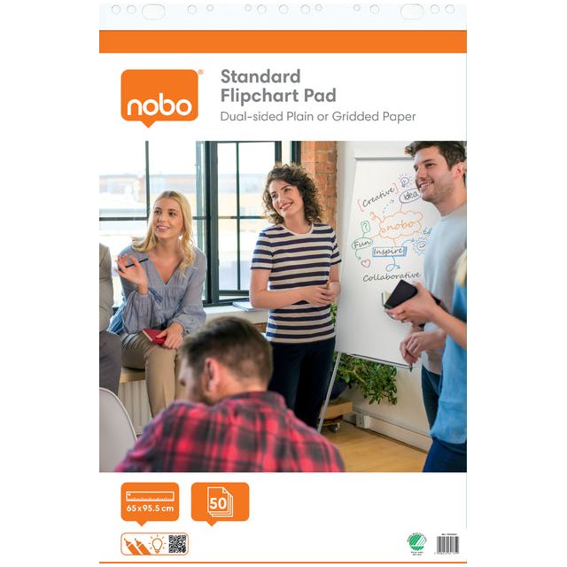 NOBO - NORMAGE FLIPCHART NORME, FT 65 x 95 cm, vide / damier, combinaison de 50 feuilles