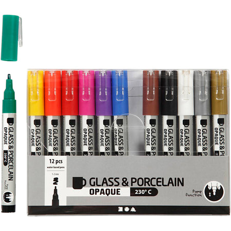 Creativ Company – Glas-Porzellan-Marker 1–2 mm, Set mit 12 Farben