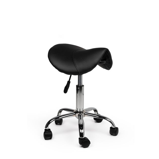 Office - Sgabello a sella basso con ruote rigide nero