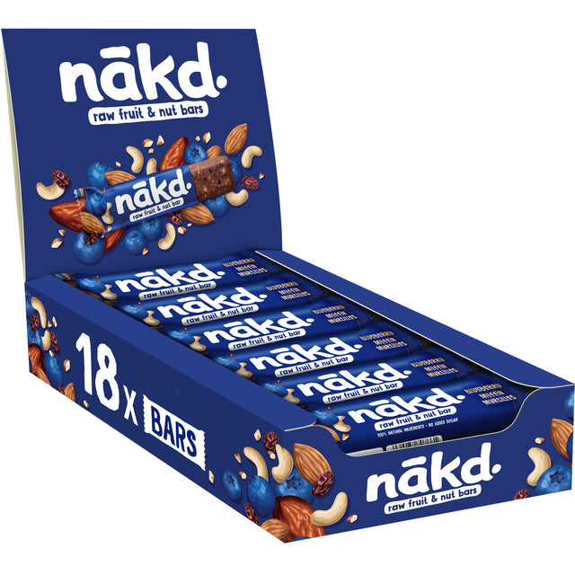 NAKD - Barre-noix de fruits Nakd Blueberry MUF 18x35 grammes | Morceau de 35 grammes