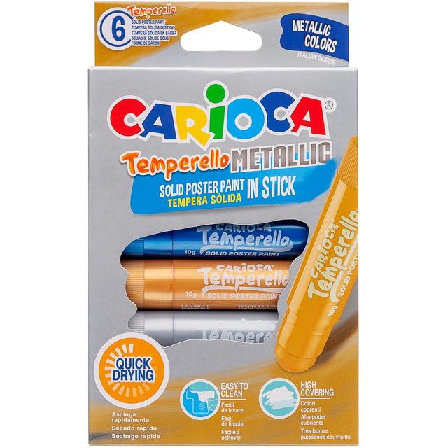 Carioca - Verfstift carioca temperello set 6 metallickleuren