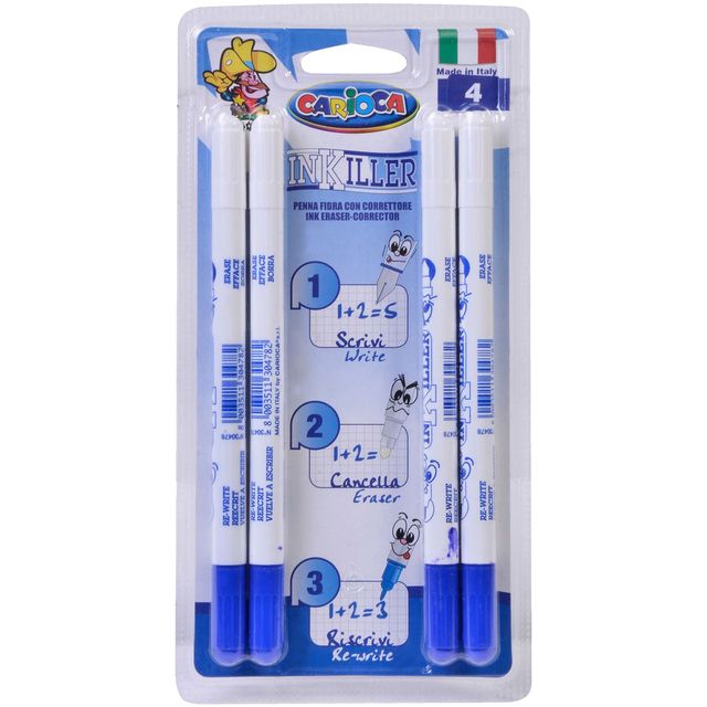 Carioca - Filzstift Inkiller mit Radiergummi, 4er-Set