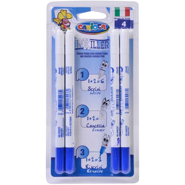 Carioca - Viltstift carioca inkiller met wisser set 4 stuks