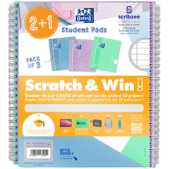 Oxford - Collblk Oxf School A5+ ln 17 -g Scratch Win Ass | Schrumpfung eines 3 -Stücks | 20 Teile