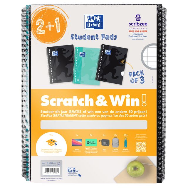 Oxford - Collblk Oxf School A4 + LN 23 -g Scratch Win Ass | Rétrécir un 3 morceau