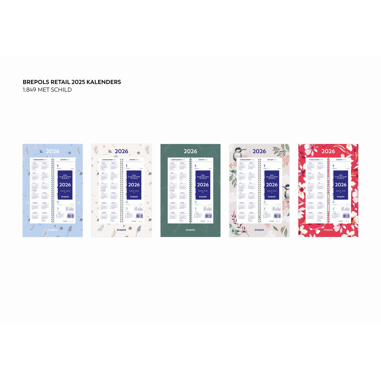 Brepols - Weekly calendar 2026 190x130 7 days/1 page spiral assorted