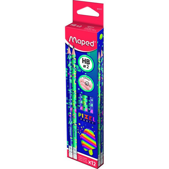 Maped - Potlood maped pixel party met gum set a 12 stuks