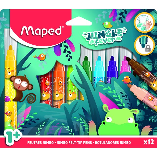 Maped -  Viltstift  jungle fever jumbo set 12 kleuren