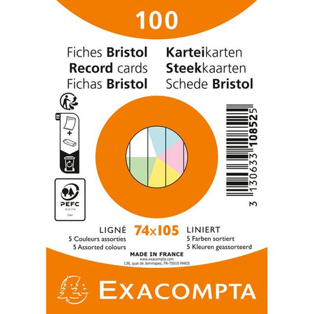 Exacompta - Flashcard 74x105mm linea 5 colori 100 fogli