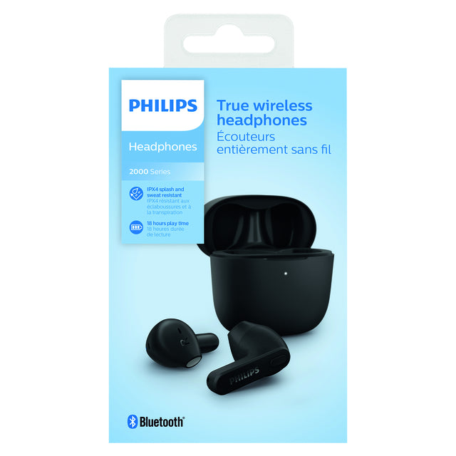 Philips - Oortelefoon philips in-ear tws tat2236 zwart