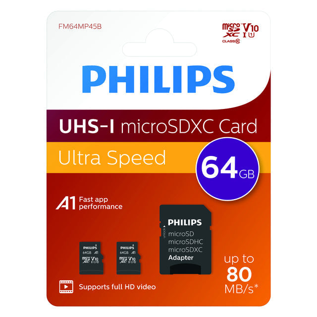 Philips - Speicherkarte Philips Micro SDXC 64GB 2 PCs | 10 Stücke