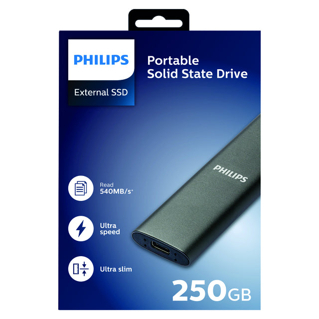 Philips - Ssd philips externe 250gb usb-c grijs