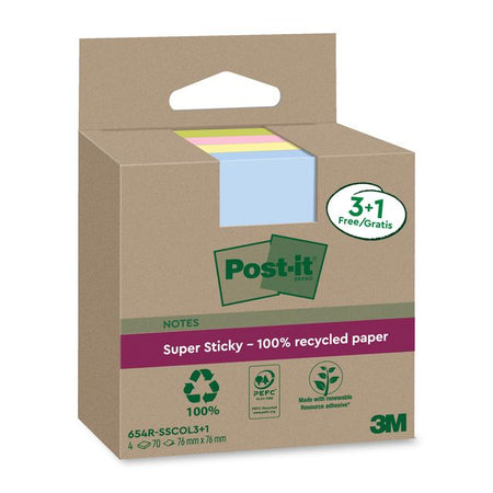 Post-it - Memo pad 3m 654 rsscol 76x76mm ass. class 3+1 | 8 pieces