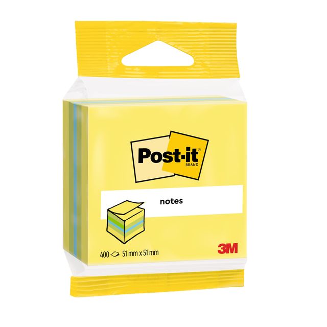 Post-it -  Memoblok 3m  2012l 51x51mm kubus ass kleur