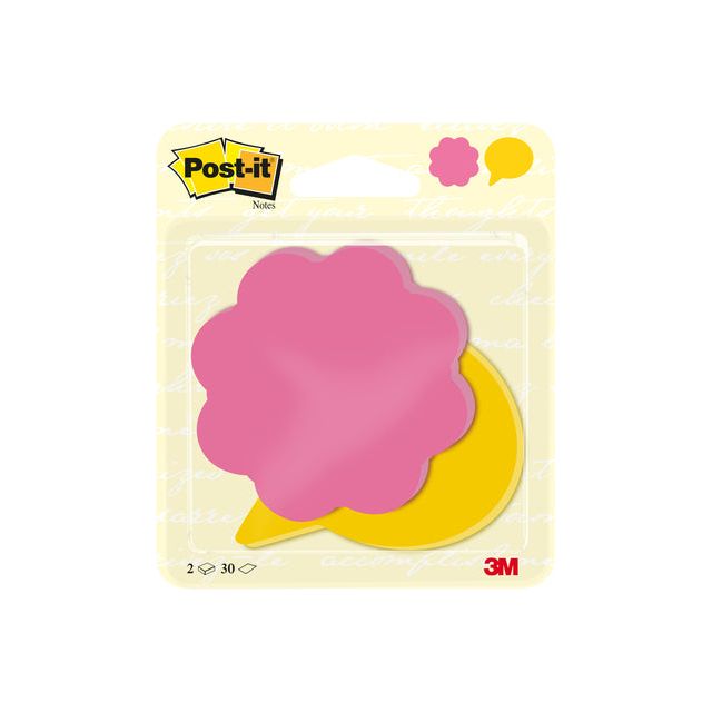 Post-it-memoklok 3m post-it 2030-fs fleur tekstballon | Blister un 2 pièces