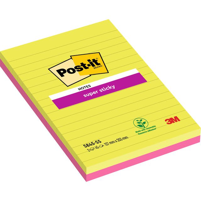 Post-it-MemoBlok 3M Post-It 5845 SS 127x203mm Line ASS KL | Packen Sie ein 90 Blatt ein