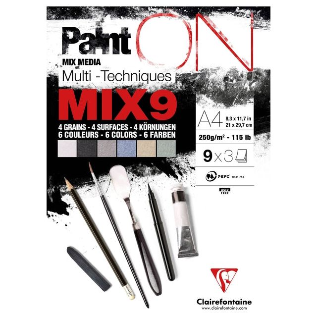 CLAIREFONTAINE - Mélanger Paper Media Paper CF A5 Paint sur 27 Vel 250gram Ass | 1 pièce