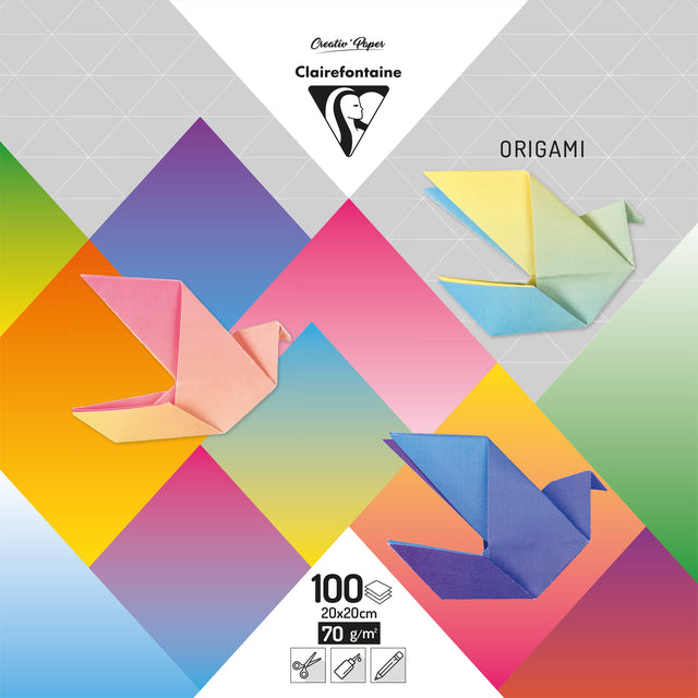Clairefontaine - Origami Degradado 20x20cm juego de 100 hojas 80 gramos surtidos