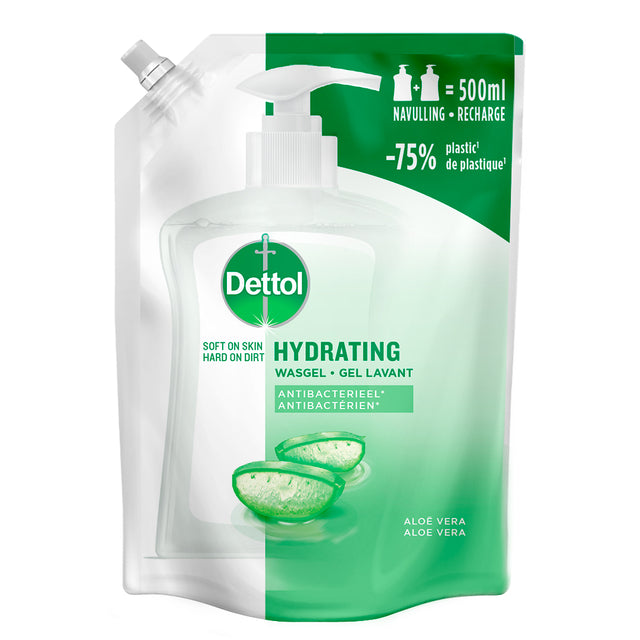 Dettol - Savon à main Dettol hydrat aloe vera Antib 500 ml Refil | Ompoot A 6 pack x 500 millilitre