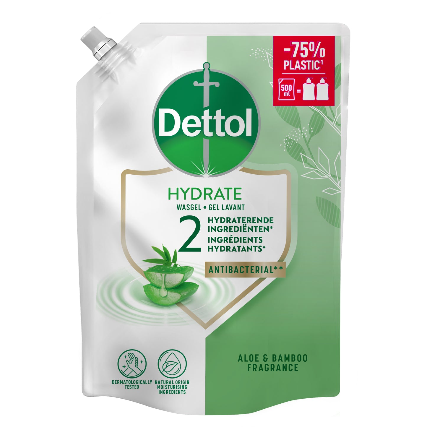 Dettol -  Handzeep  hydrat aloe vera antib 500ml refil