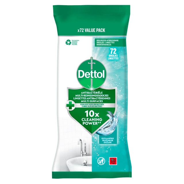 Dettol - Wipes Cleaning Dettol Antibacterieel Ocean 72st | Prendre une pièce de 72