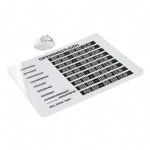 Klika - Opening hours sign 15x20 cm + suction cup 14 pieces