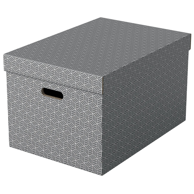 Esselte - Boîte de rangement maison grande 355x305x510mm gris 3 pièces