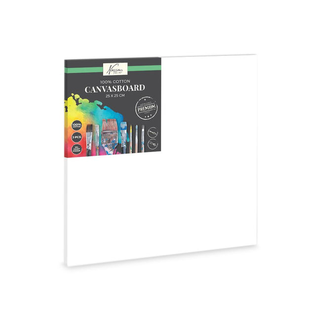 Nassau fine art - Canvas board 25x25cm 100pro cotton 3 pcs
