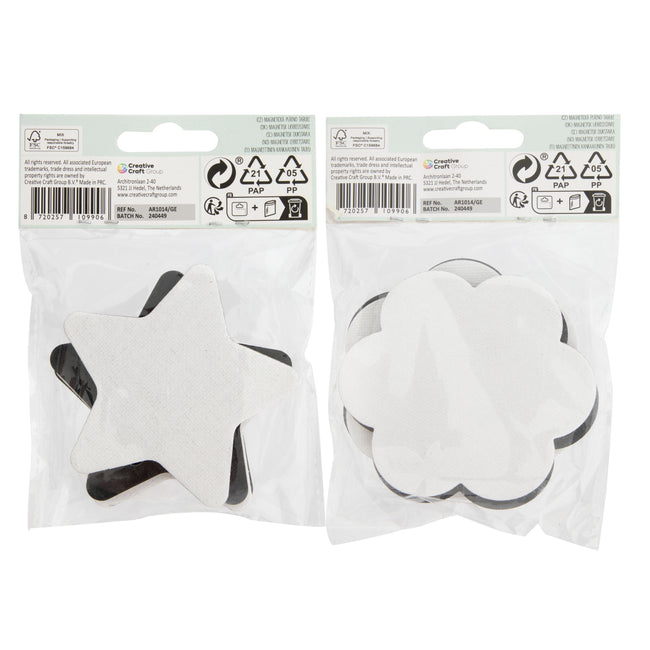 Nassau fine art - Canvas star and flower 7.5cm magnetic 4 pieces