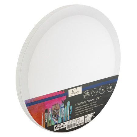 Nassau Fine Art - Leinwand rund 30cm 100% Baumwolle | 6 Stück