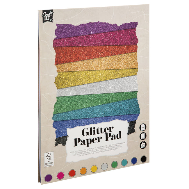 CraftID - Cartoncino hobby CarftID glitter 24x34cm 180gr 10 fogli 10 colori