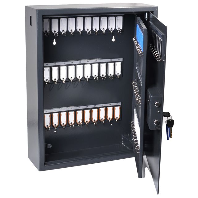 Pavo - Armadietto portachiavi alto e magnetico con serratura ad impronta digitale 100 ganci 600x480x150mm