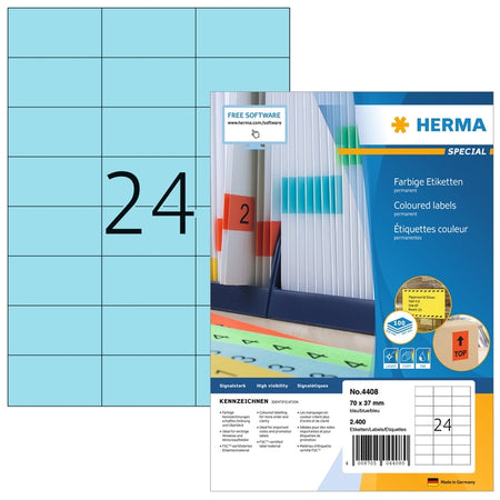 HERMA - Etiquette 4408 70x37mm bleu 2400 étiquettes
