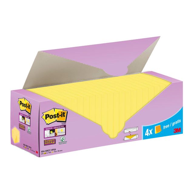 Post-it - Memoblok 3m post-it 654-sscy 76x76mm geel