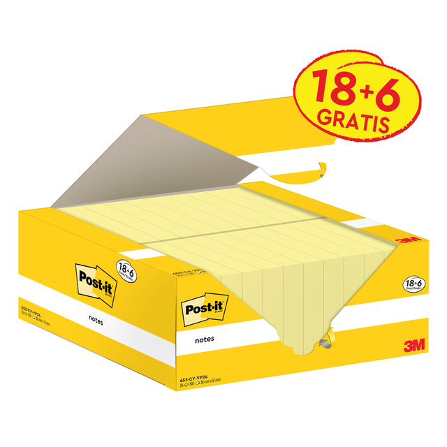 Post-it - Bloc-notes 3m 653-cy 38mmx51mm jaune | 12 pièces