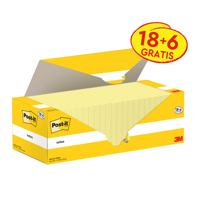 Post-it-MemoBlok 3M Post-It 655-CY 76x127mm Gelb | 6 Stücke