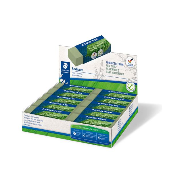 Staedtler - Gum eco 52680 65x23x10mm olijfgroen | 20 stuks